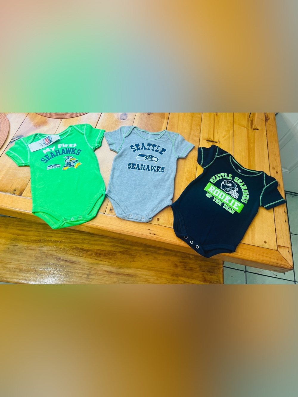 NFL Seattle Seahawks Infant Bodysuit Trio - Green, Gray, Navy